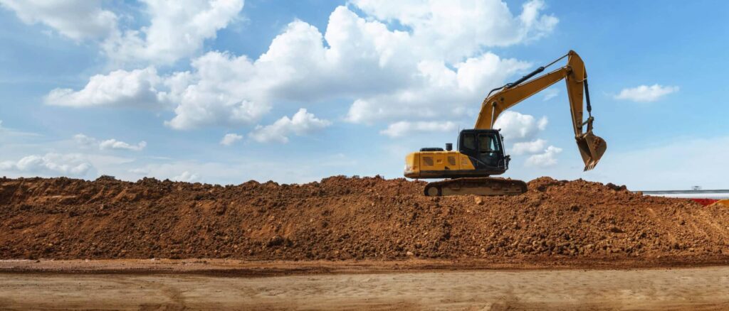 Excavator on earthworks